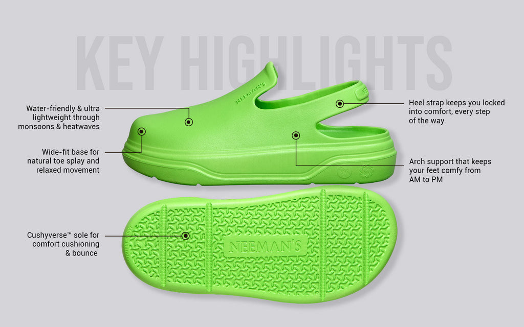 Cushers Clogs For Men : Neon Green