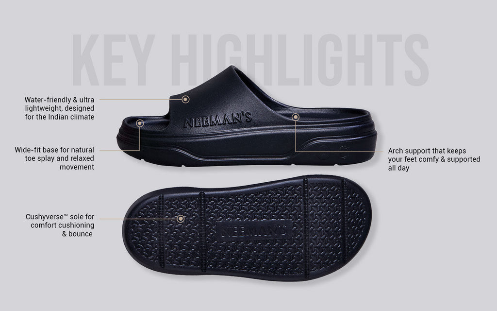 Cushers Slides For Men : Black