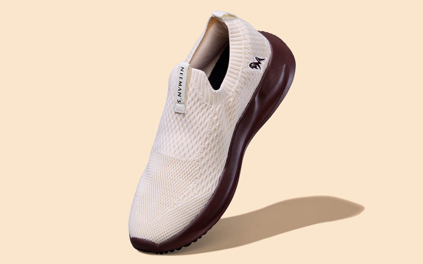 Knit Trainers For Women : Ivory Brown