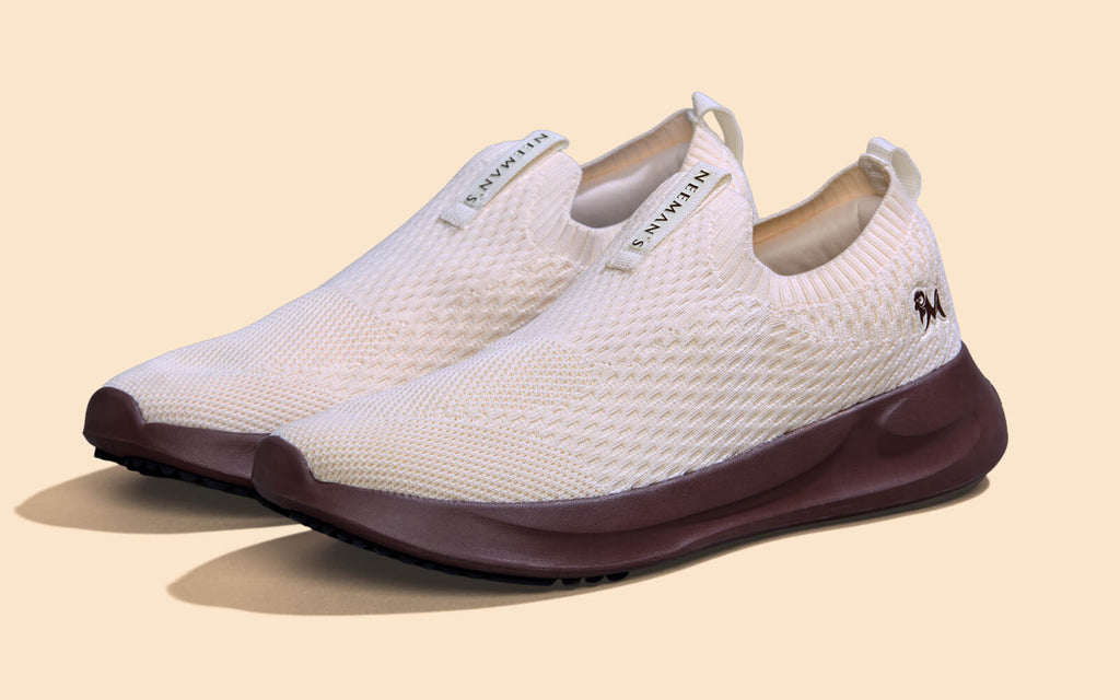 Knit Trainers For Women : Ivory Brown