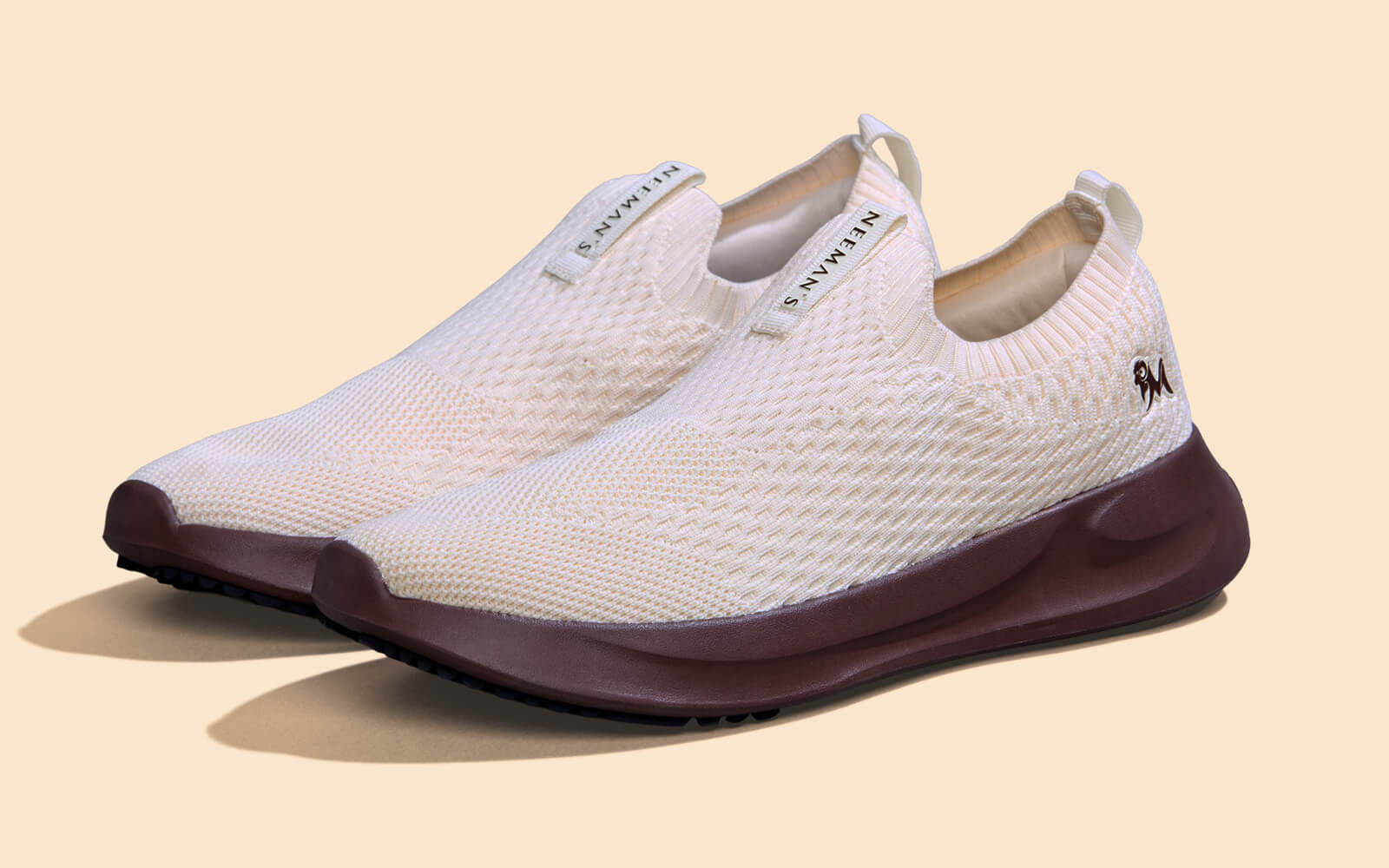 Knit Trainers For Women : Ivory Brown