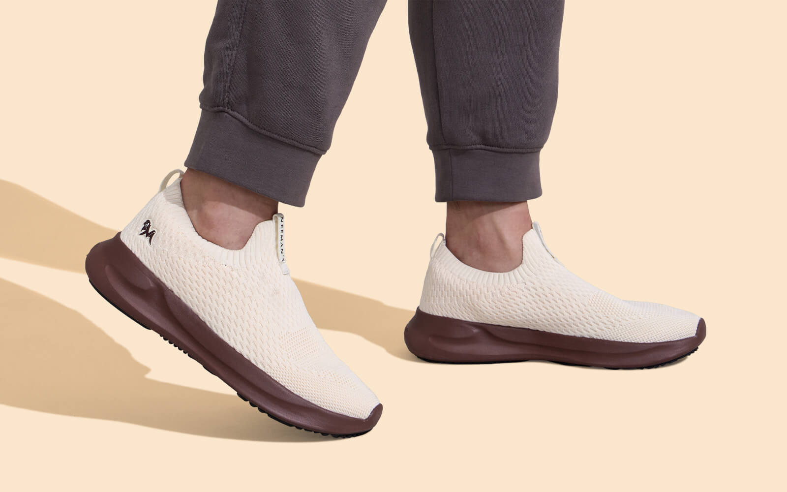 Knit Trainers For Women : Ivory Brown